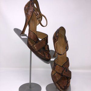 Valentino Garavani Snakeskin Wood Platform Heels